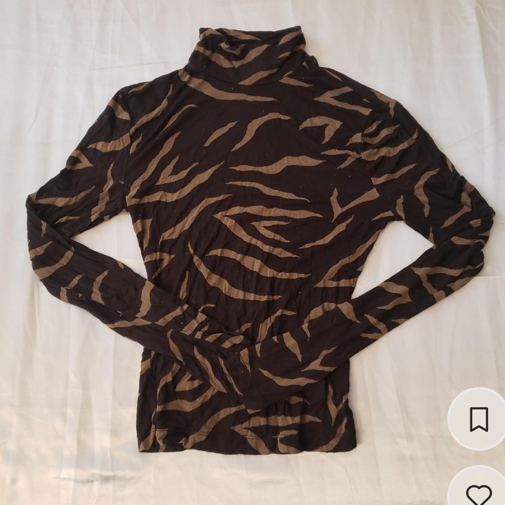 & Other Stories Mock Neck Long-sleeve Zebra Print Top
